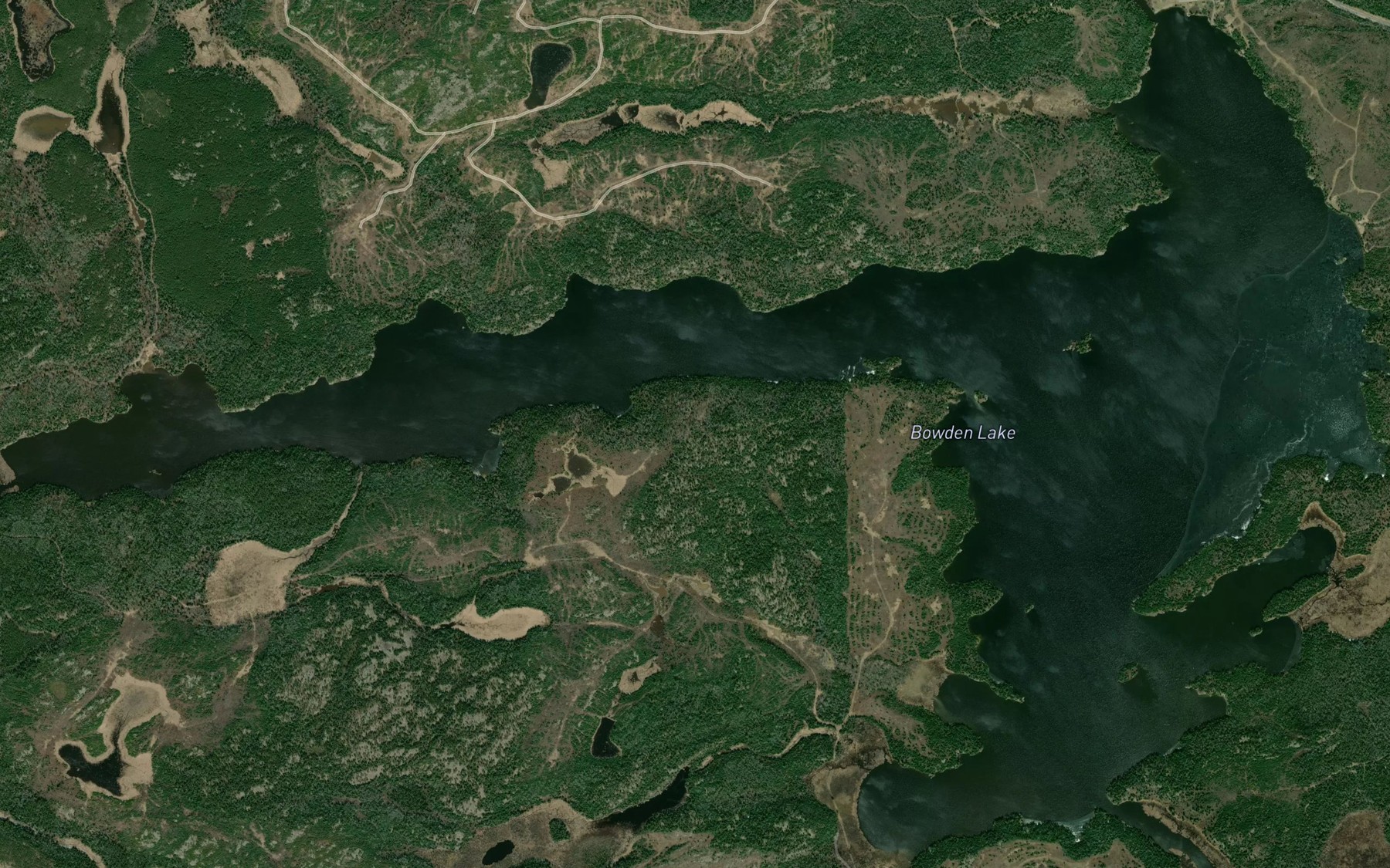 Satellite map of the Bowden Lake
