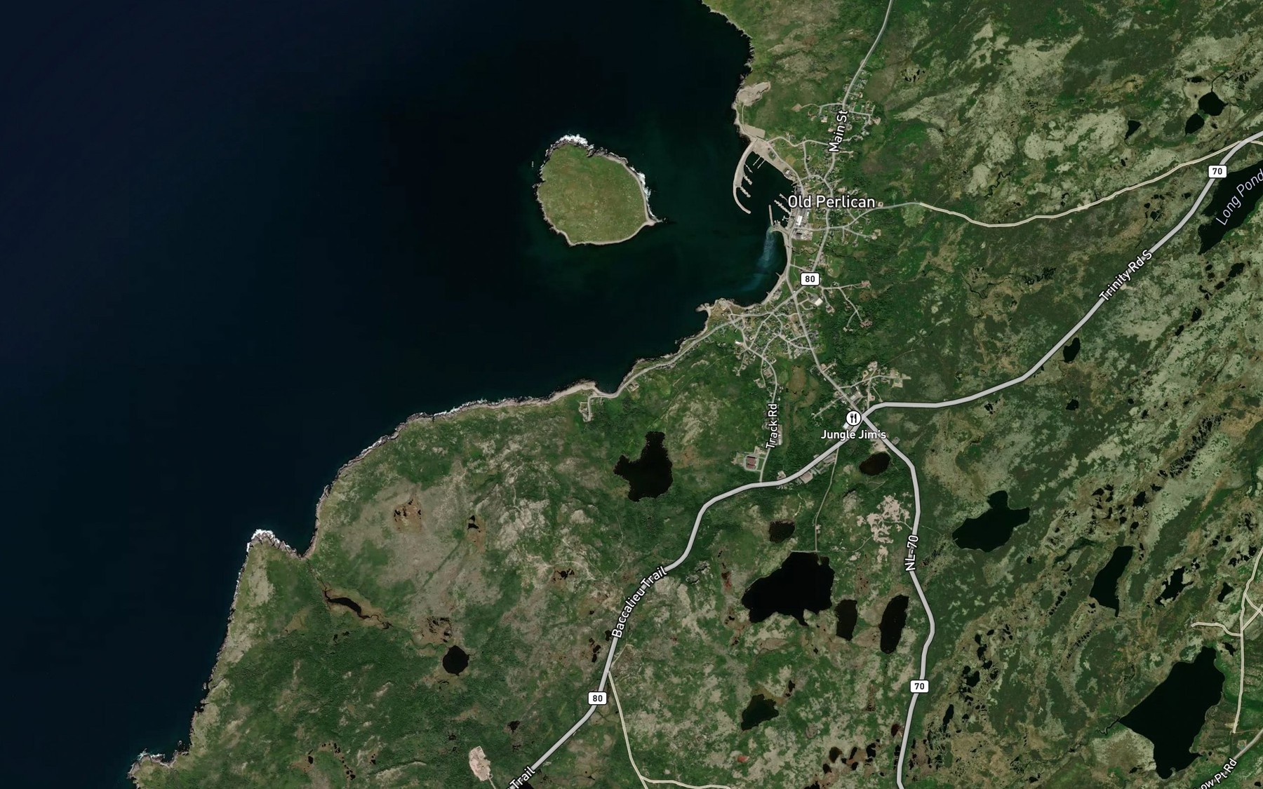 Satellite map of the Besom Cove Brook