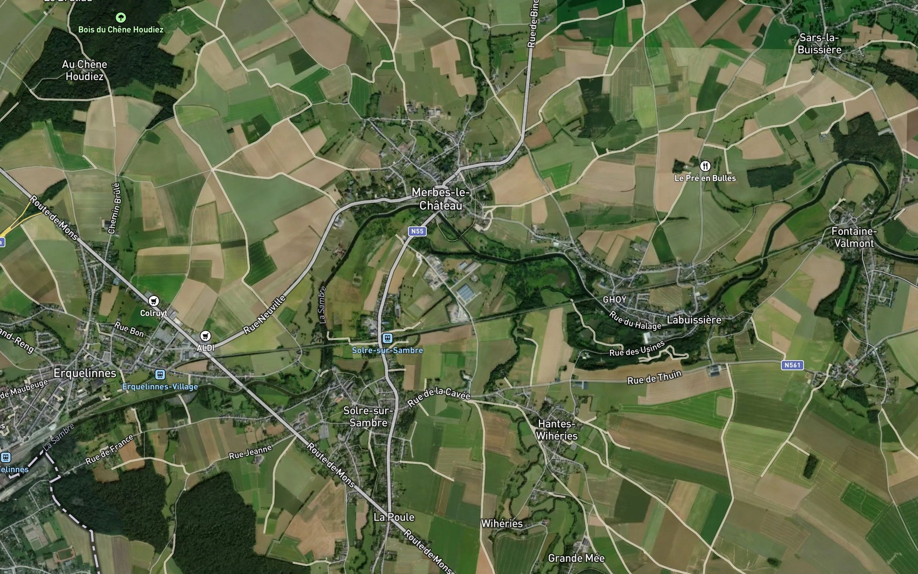 Satellite map of the Ruisseau de Manage