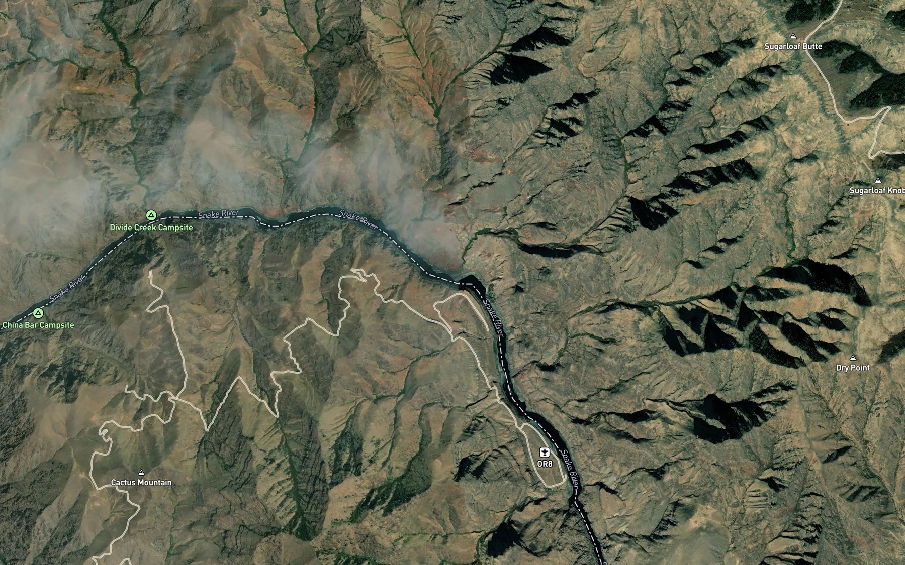 Satellite map of the Warm Springs Rapids