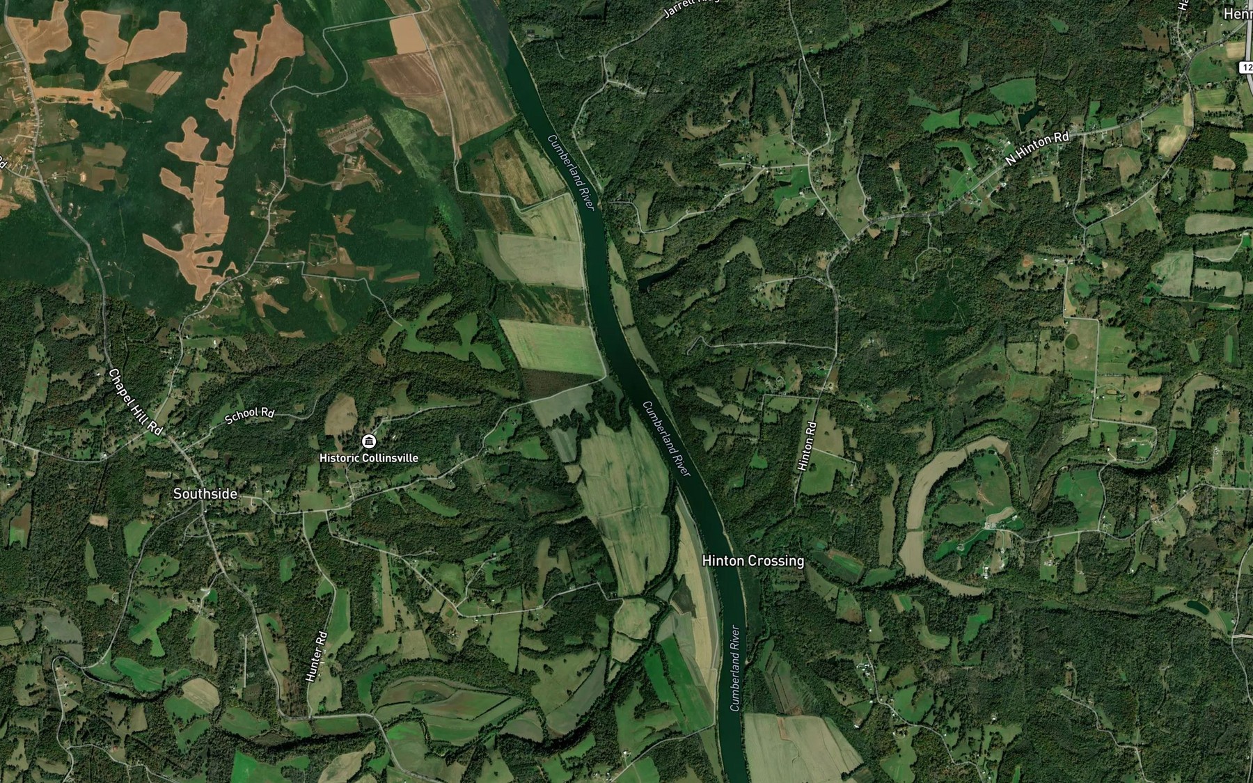 Satellite map of the Frazier Branch