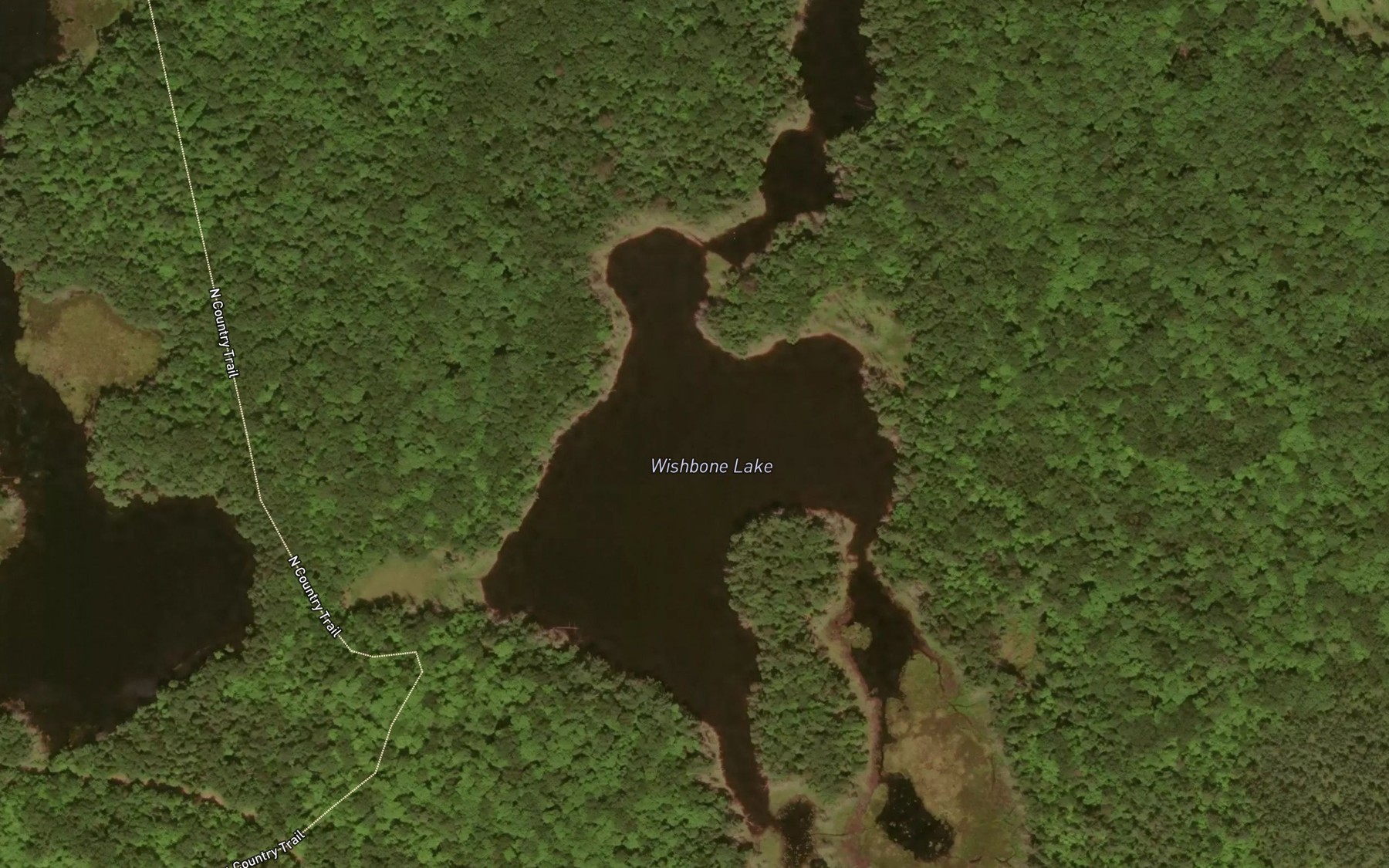 Satellite map of the Wishbone Lake