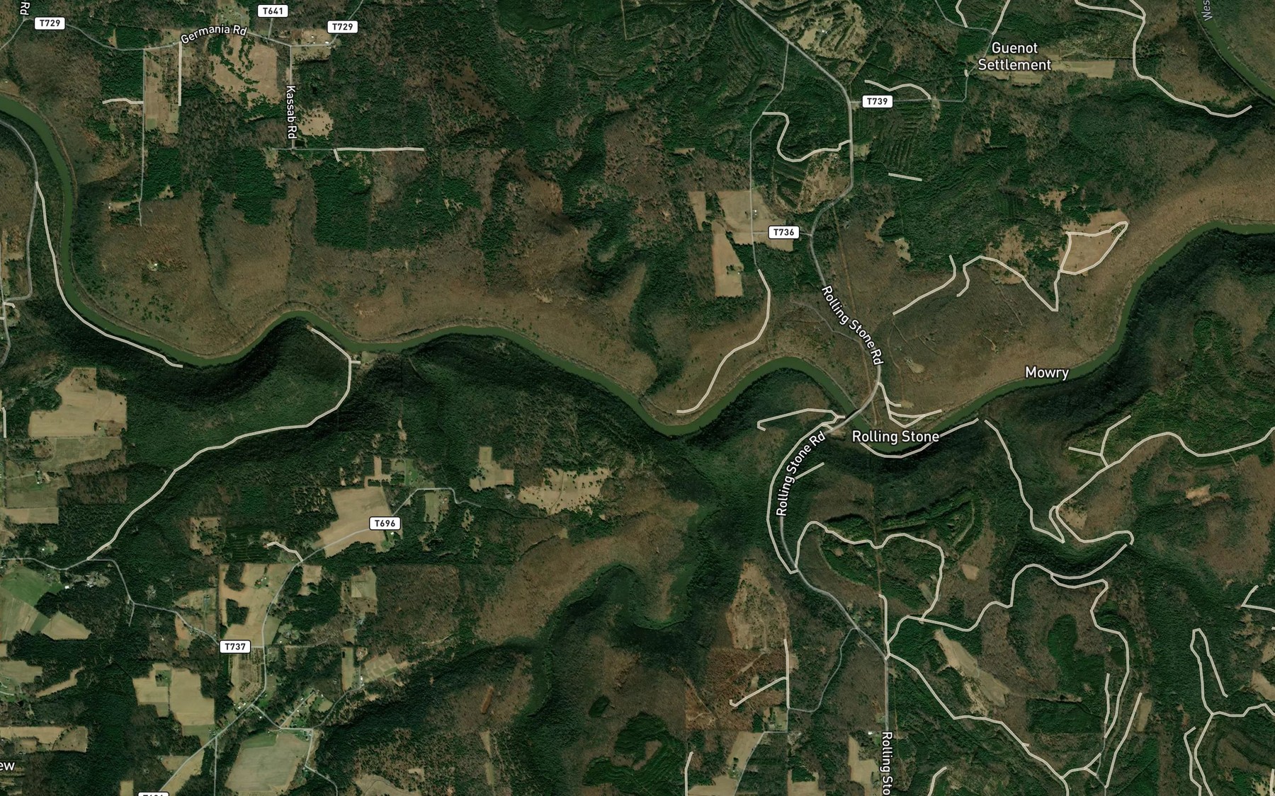 Satellite map of the Sandy Creek