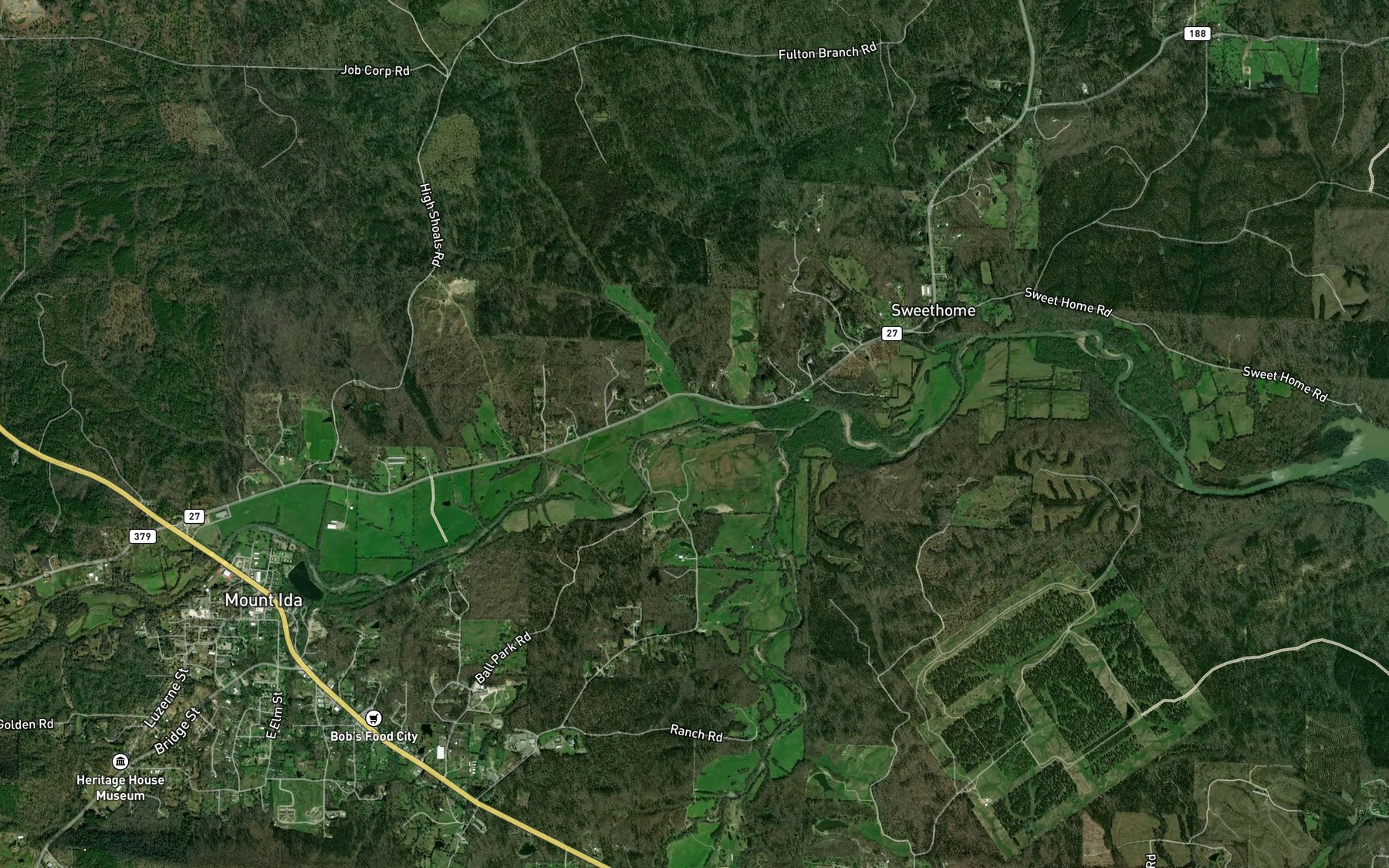 Satellite map of the Woods Branch