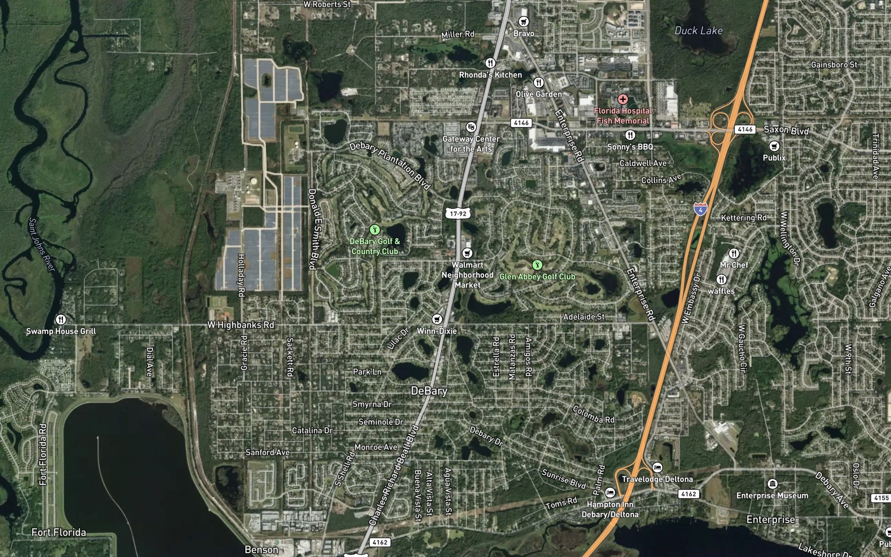 Satellite map of the Lake Susan