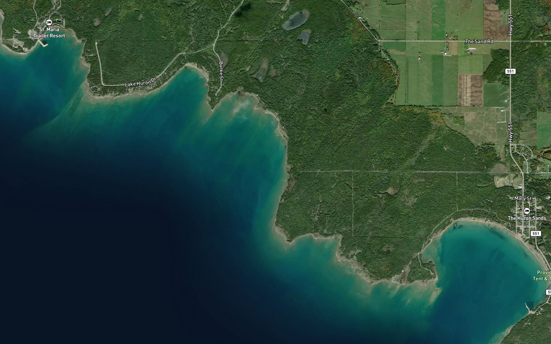 Satellite map of the Little Deans Bay