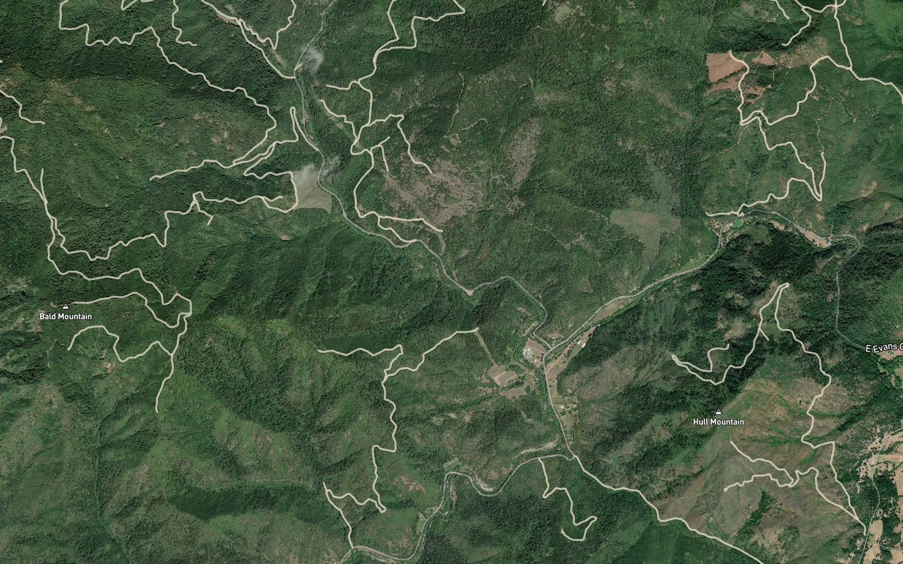 Satellite map of the Wells Creek