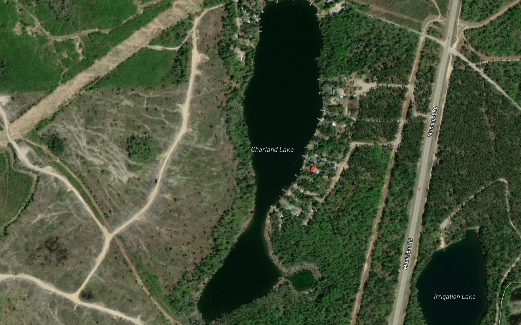 Satellite map of the Charland Lake
