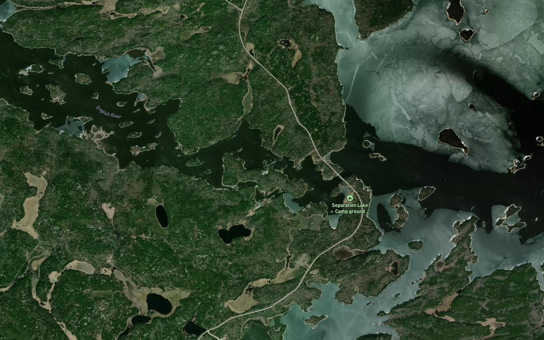 Satellite map of the Separation Rapids