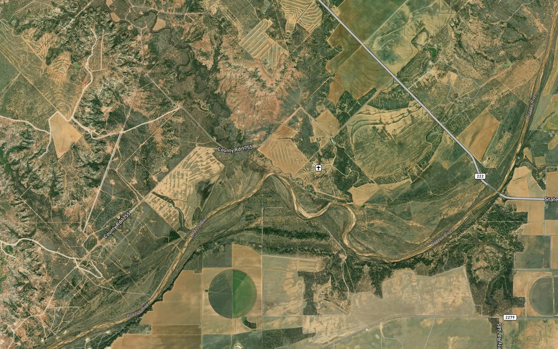 Satellite map of the Gyp Creek
