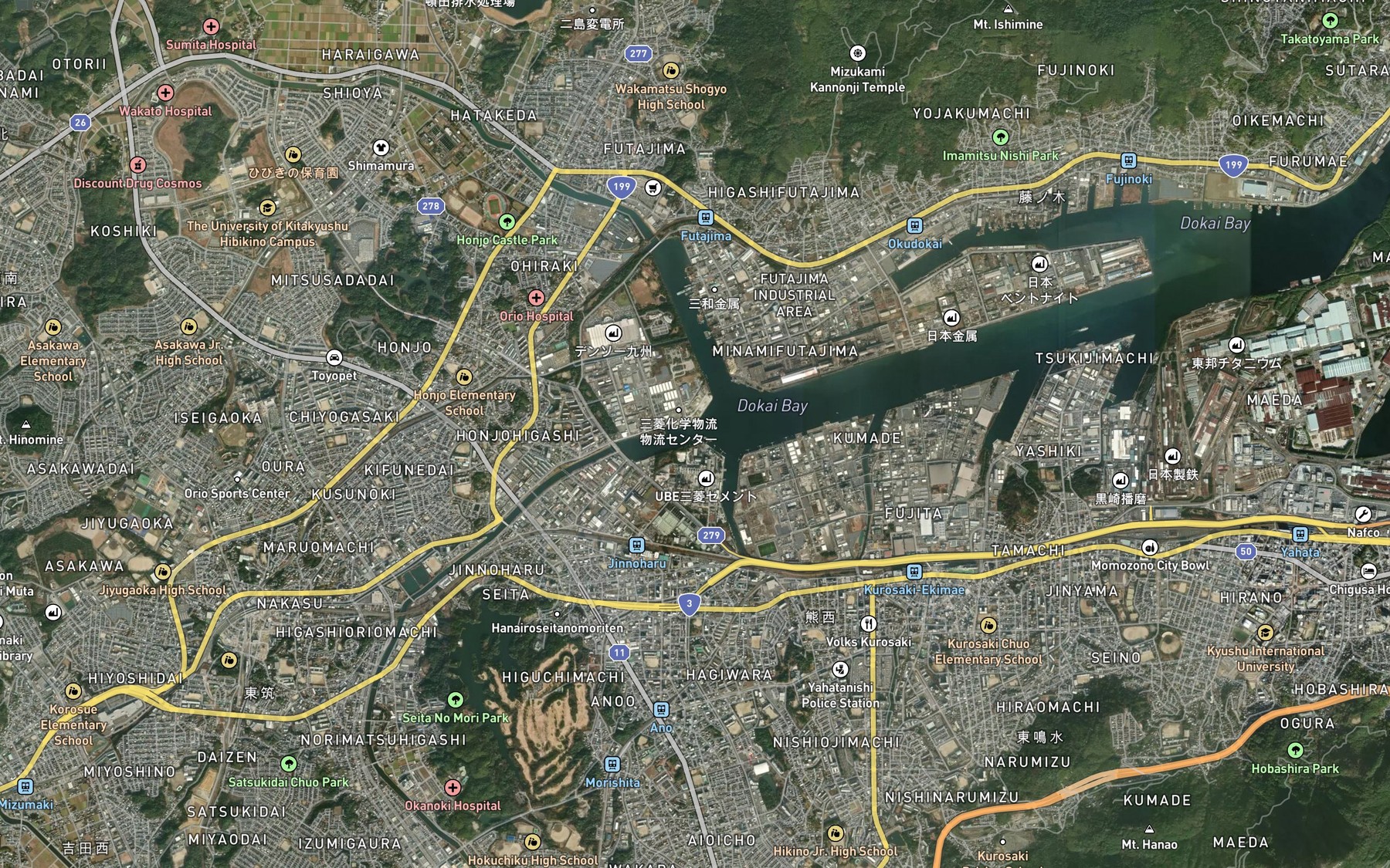 Satellite map of the Kanayama Gawa