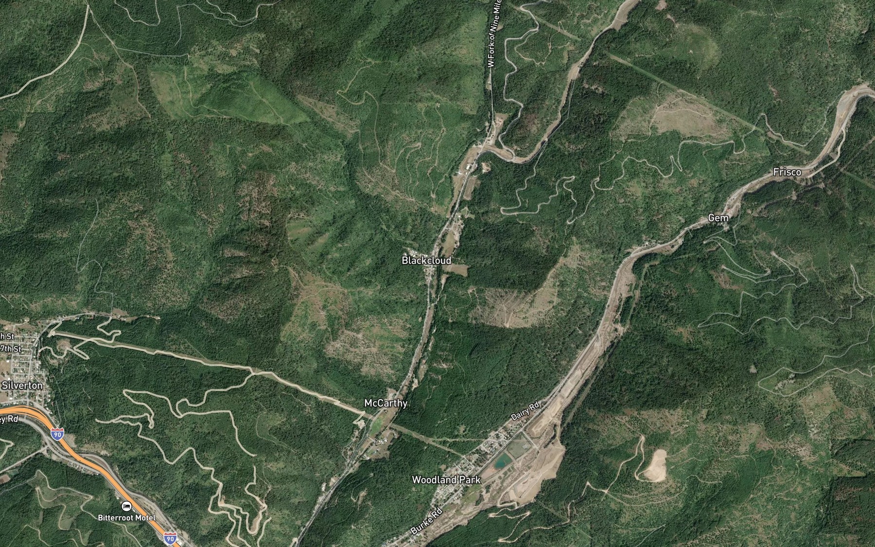 Satellite map of the Blackcloud Creek