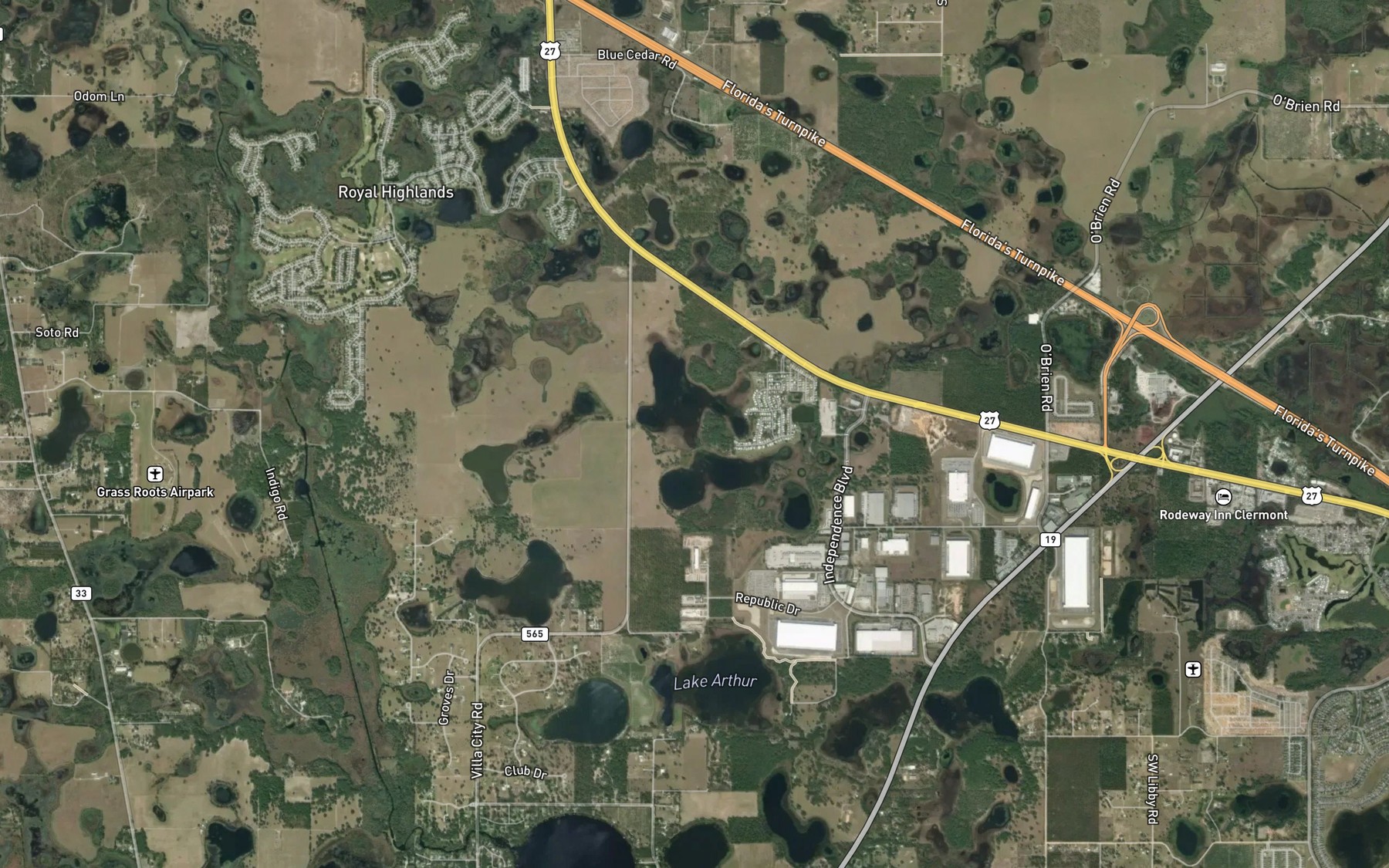 Satellite map of the Church Lake