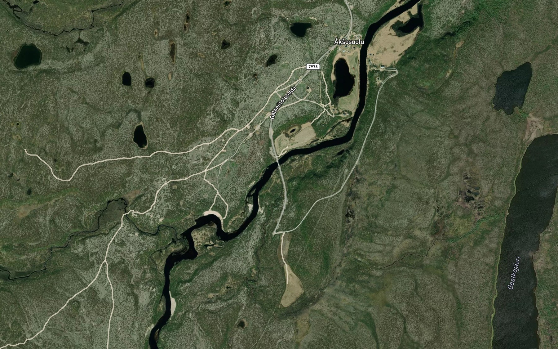 Satellite map of the Geaggejohka