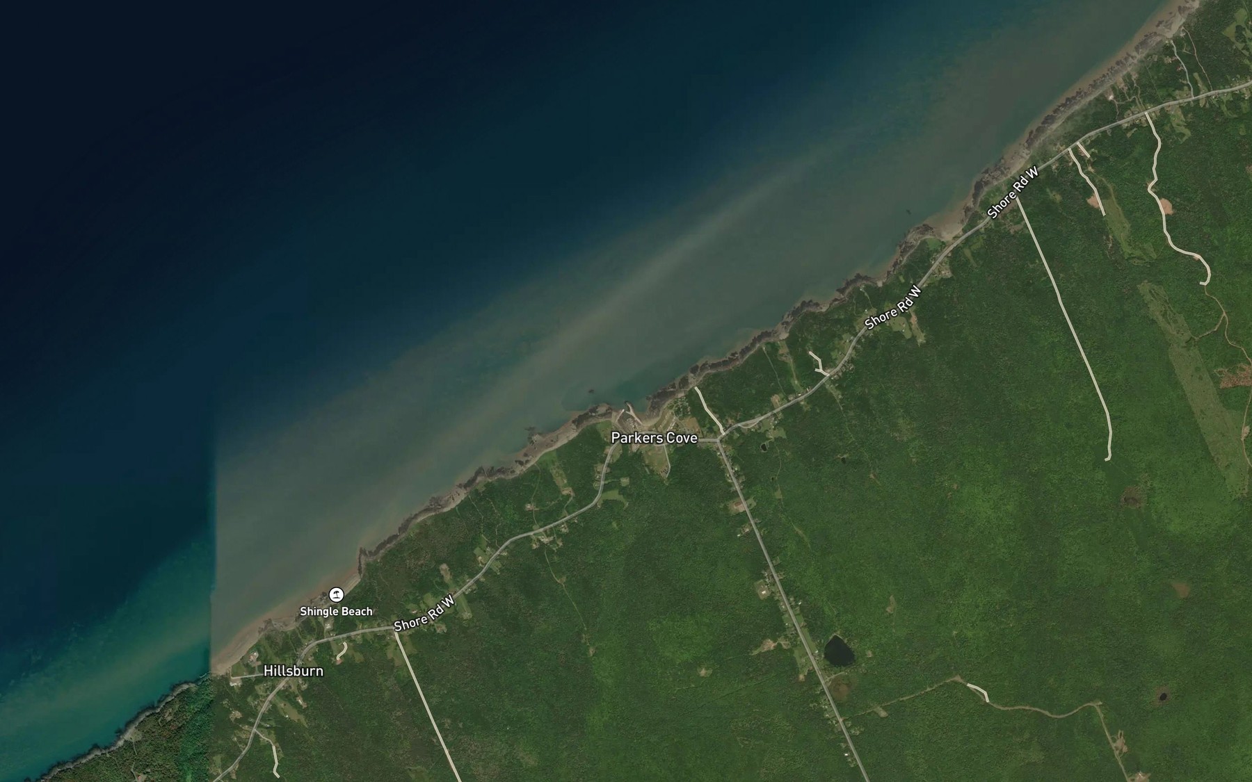 Satellite map of the Parkers Cove