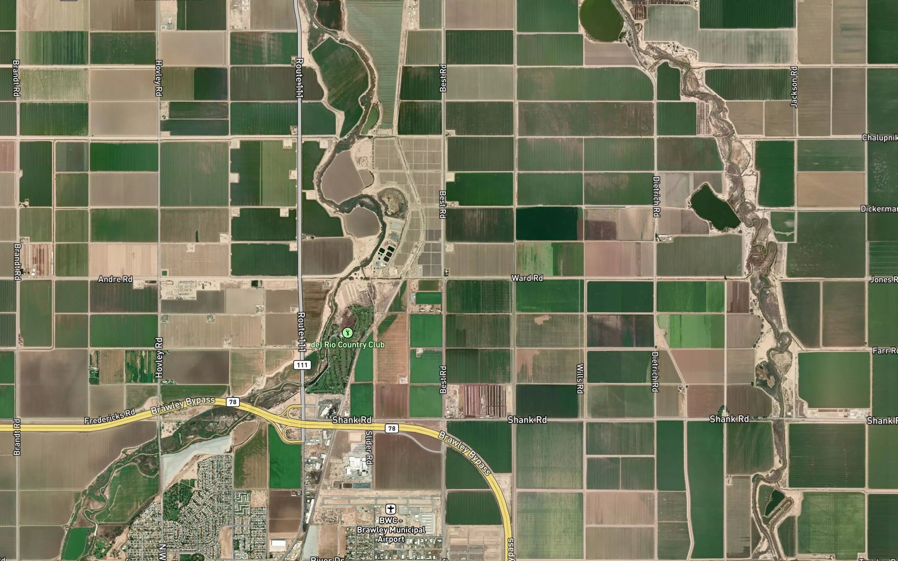 Satellite map of the Livesley Drain