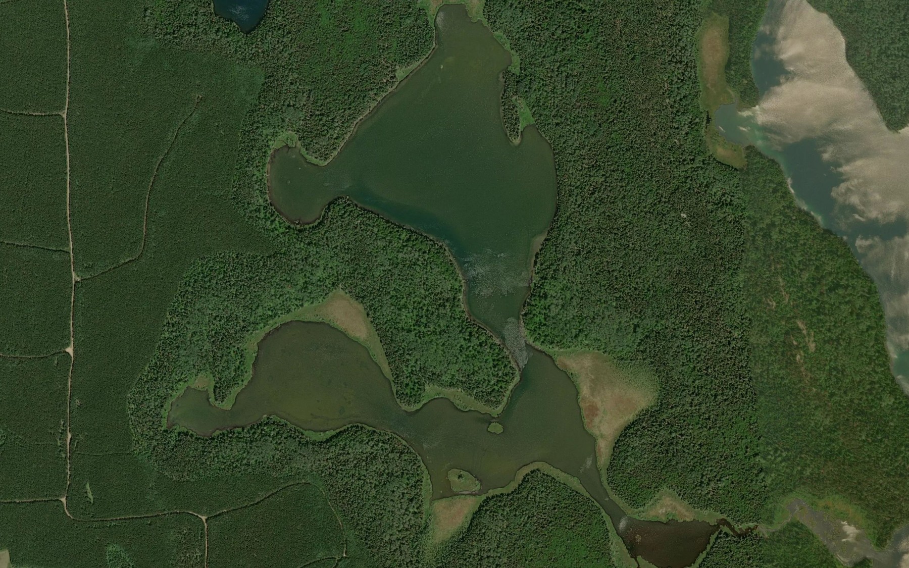 Satellite map of the Headwater Lake