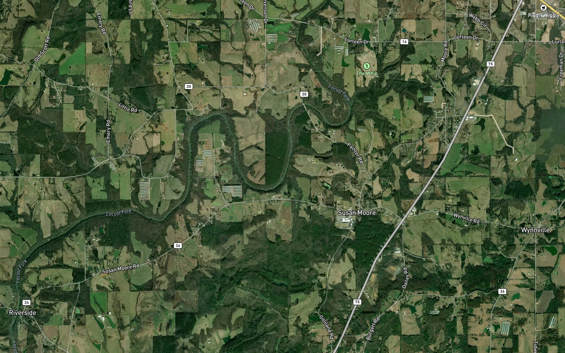Satellite map of the Camp Branch