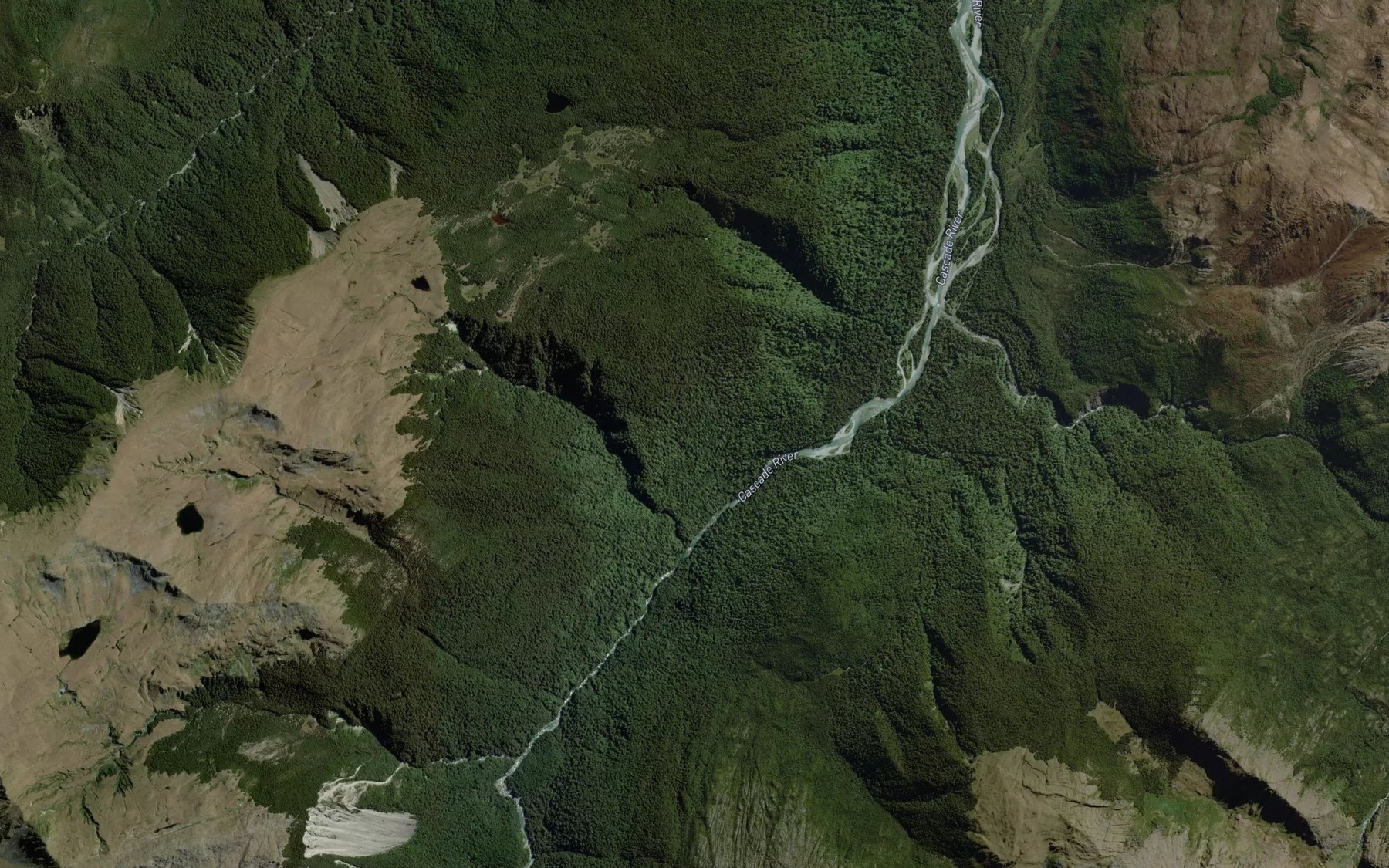 Satellite map of the Cascade River