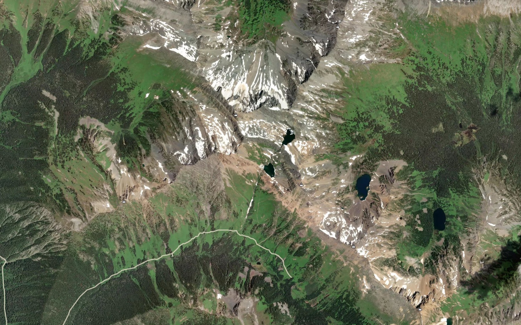 Satellite map of the Twin Lakes