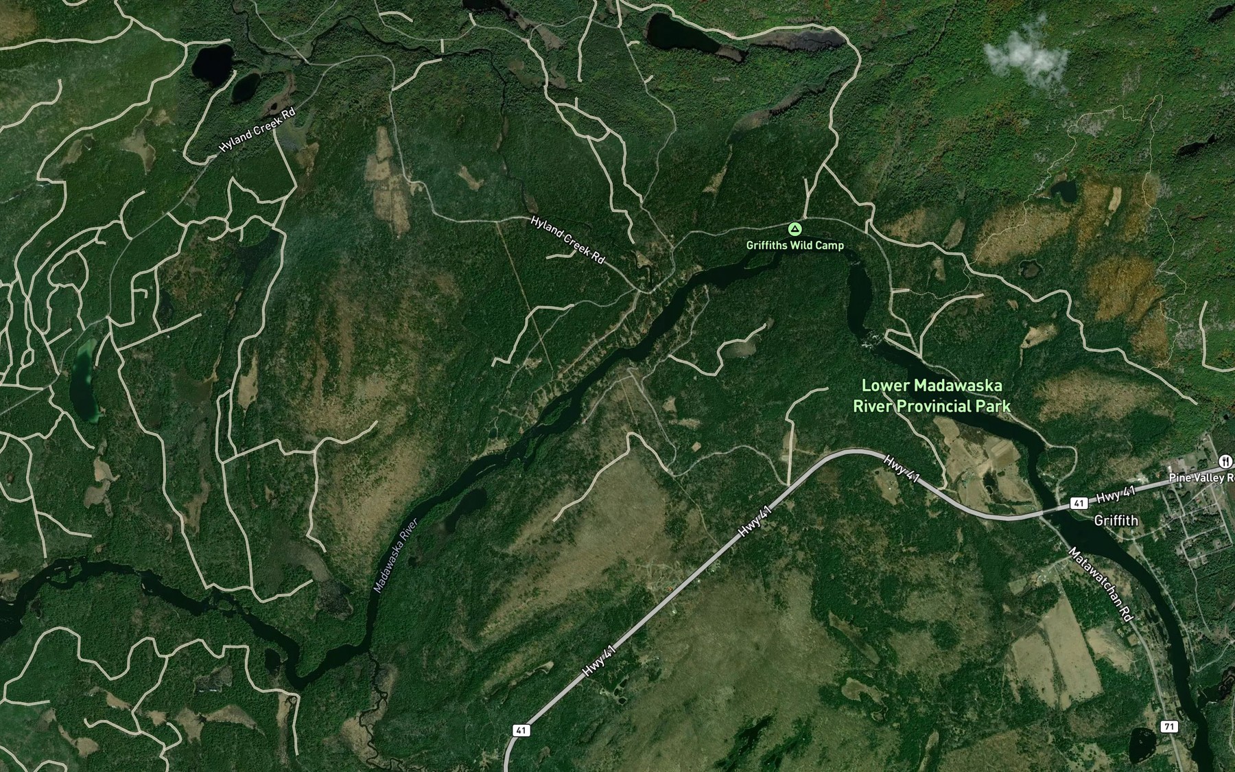 Satellite map of the Highland Creek