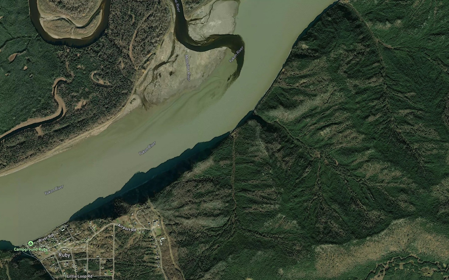 Satellite map of the Melozi Creek