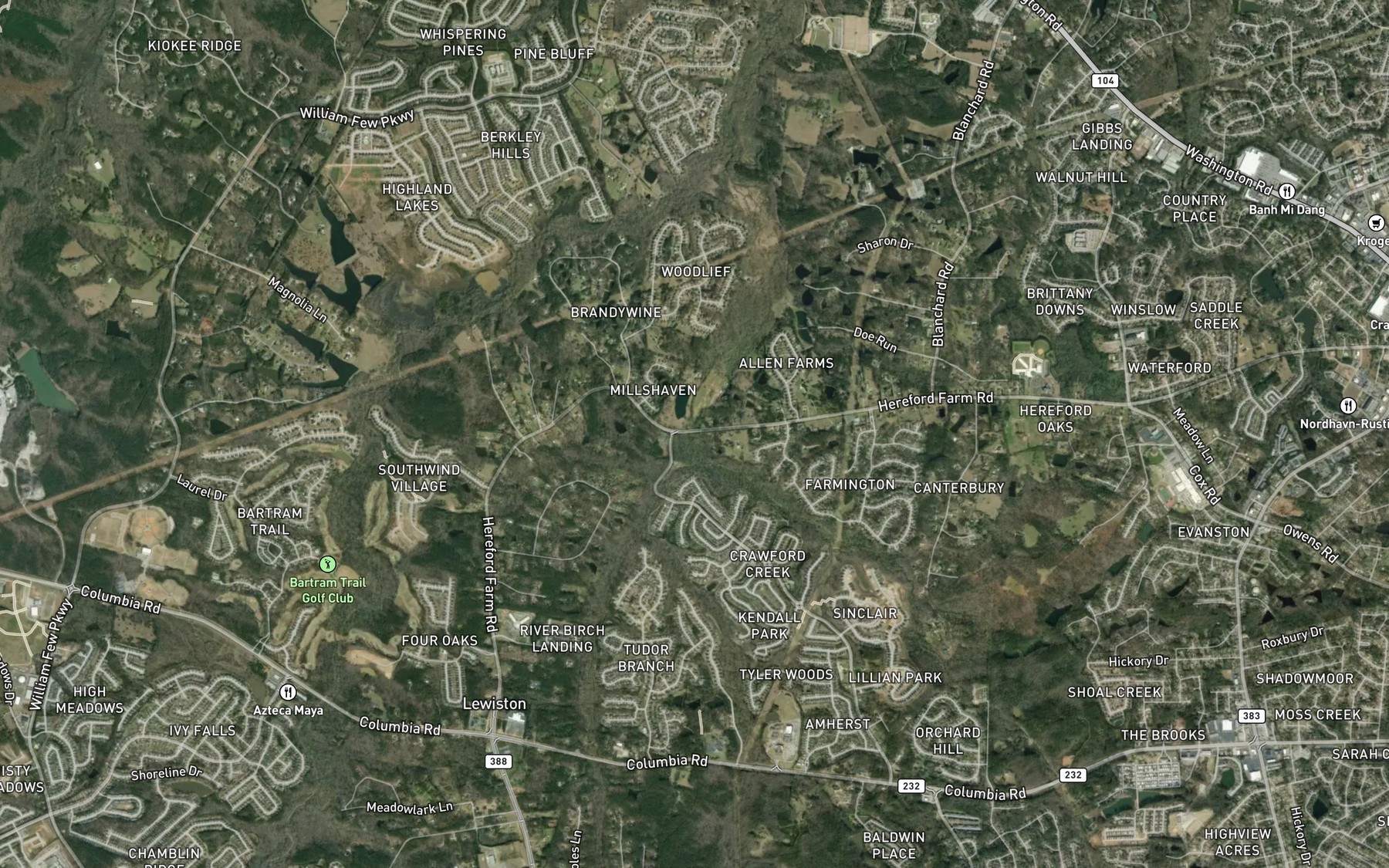 Satellite map of the Crawford Creek