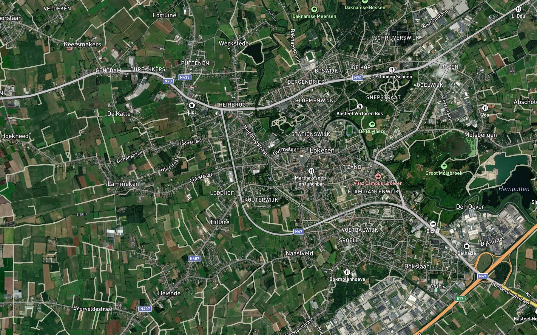 Satellite map of the Lede