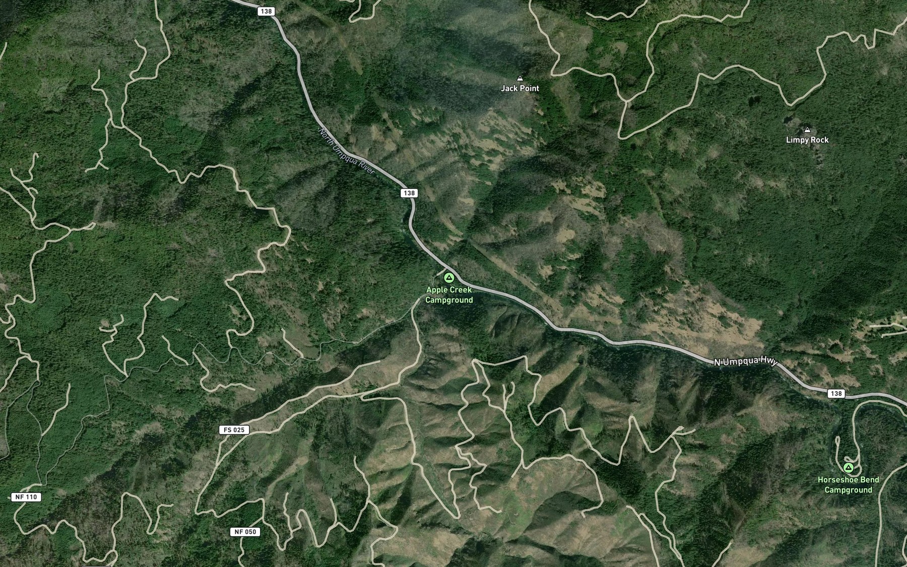 Satellite map of the Panther Creek
