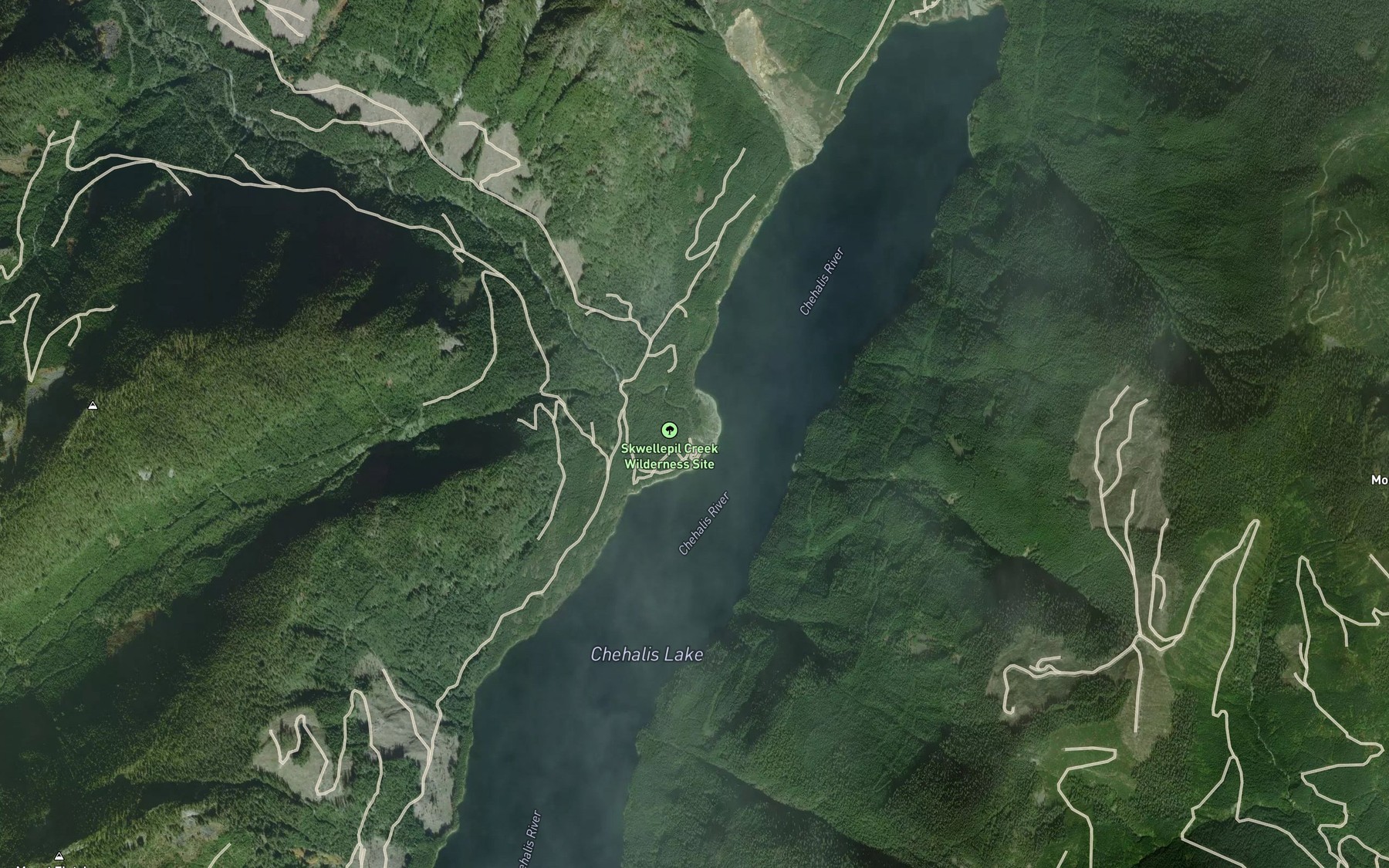Satellite map of the Skwellepil Creek
