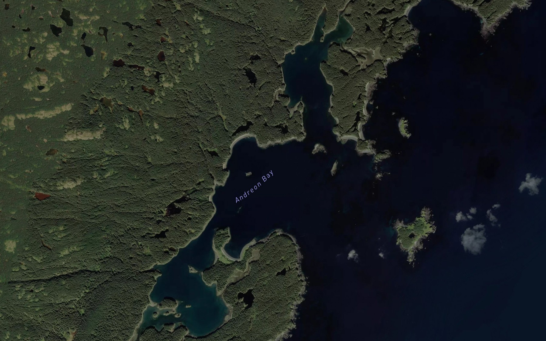 Satellite map of the Andreon Bay