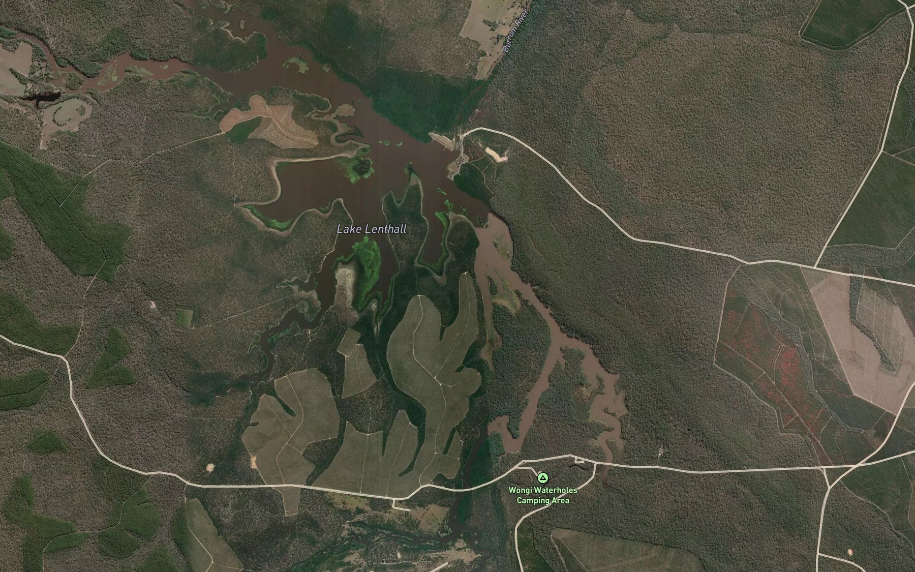 Satellite map of the Lake Lenthall