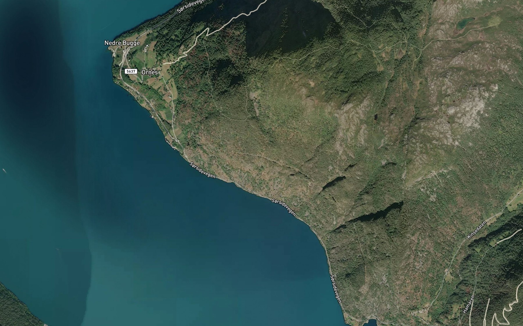Satellite map of the Svartefossane