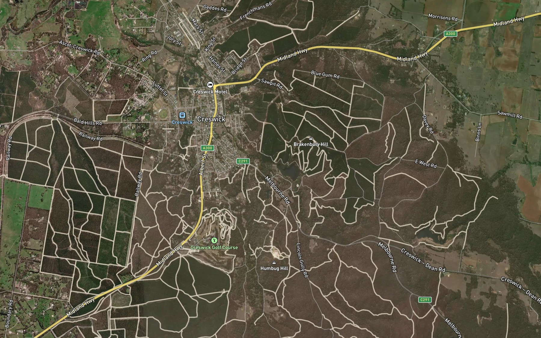 Satellite map of the St Georges Lake