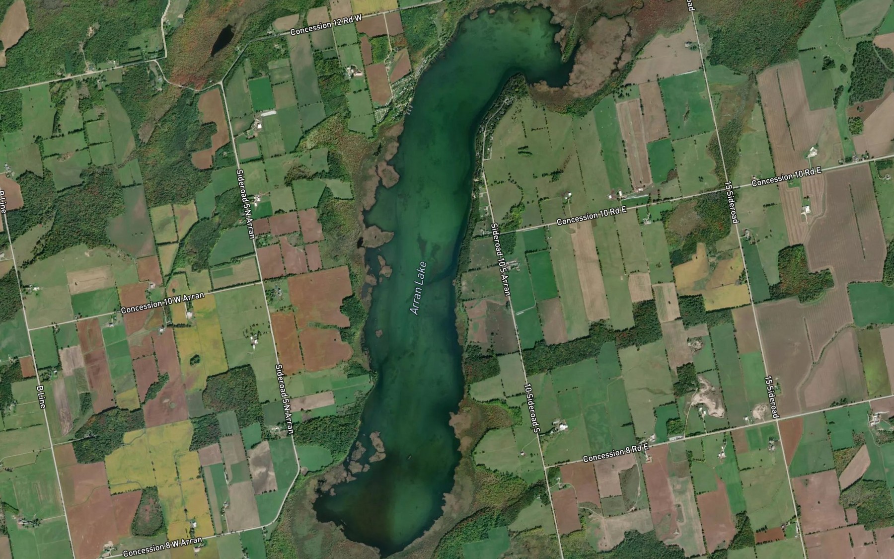 Satellite map of the Arran Lake