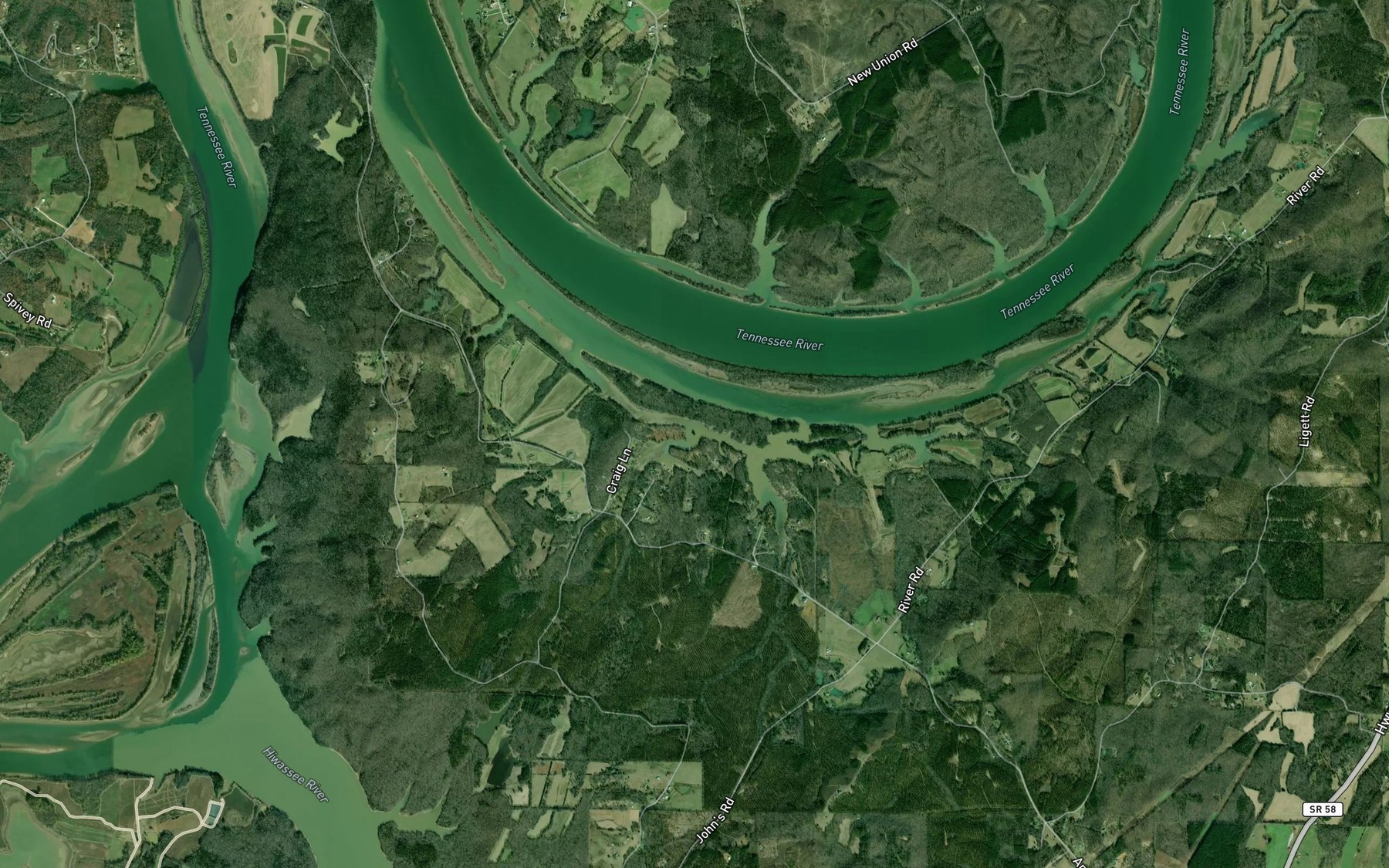 Satellite map of the Chatton Spring Branch