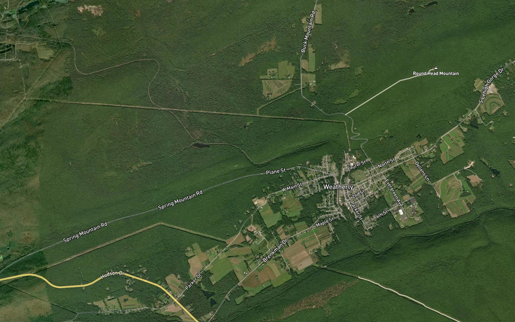 Satellite map of the Hazle Creek