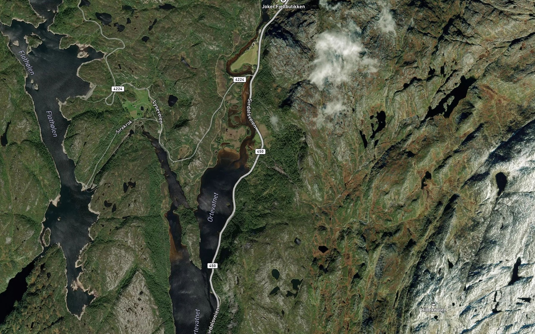 Satellite map of the Store Kvaevebekken