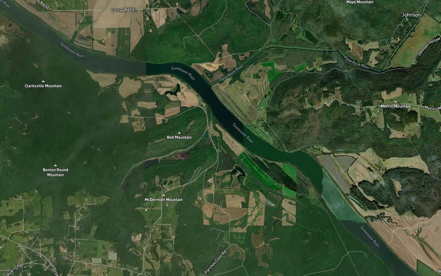 Satellite map of the Pigeon Roost Creek