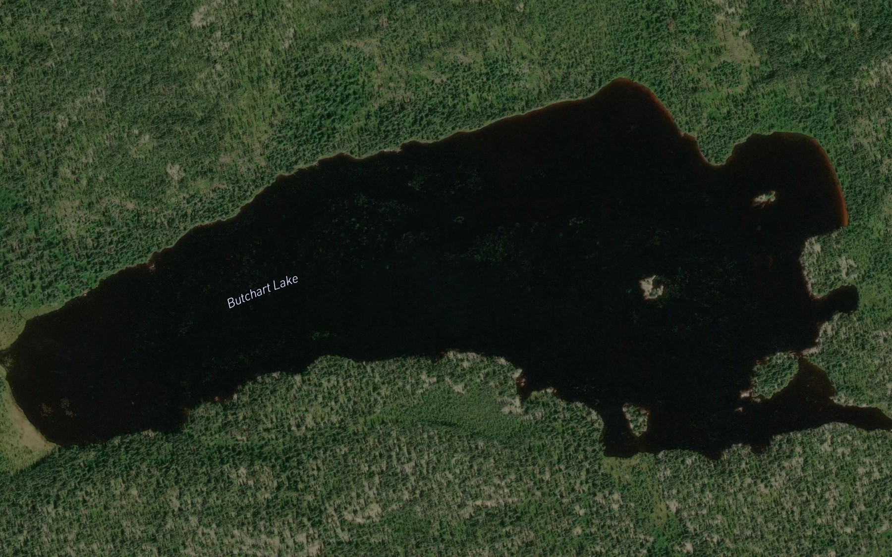 Satellite map of the Butchart Lake
