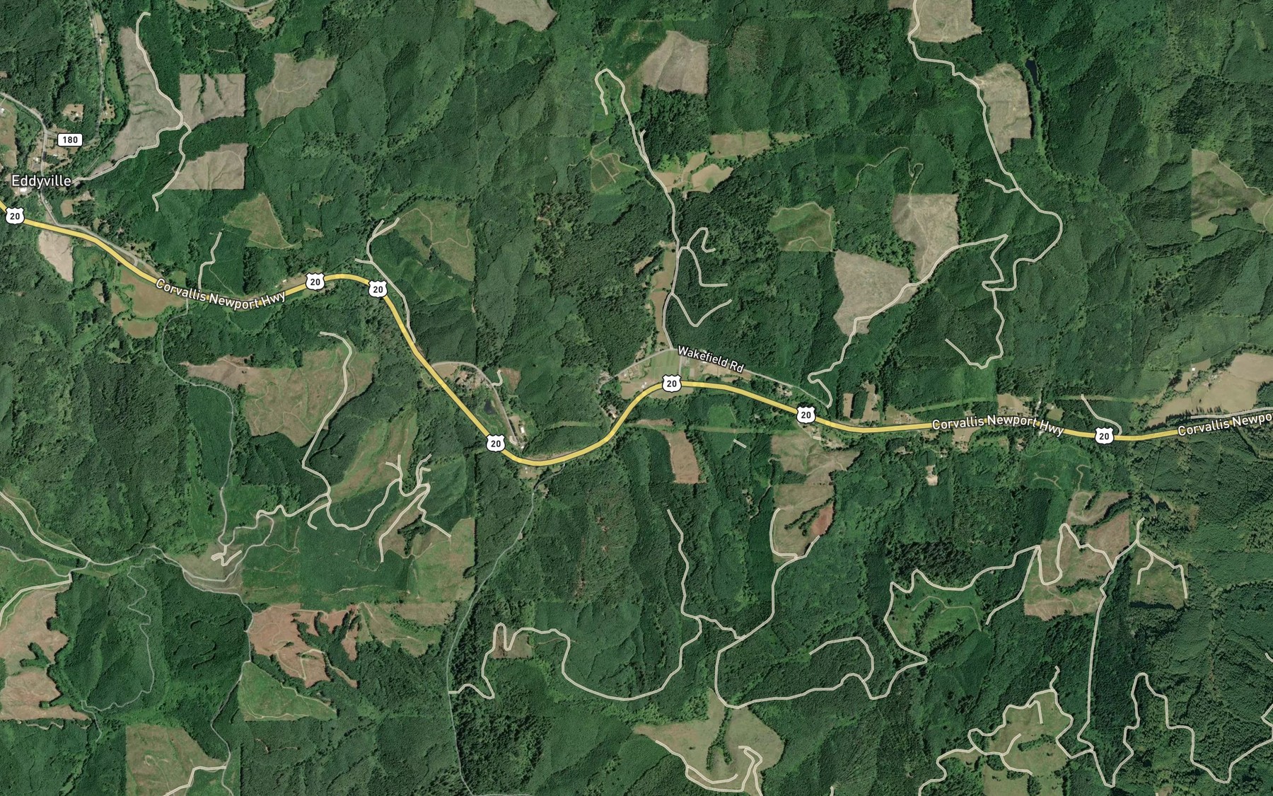 Satellite map of the Oglesby Creek