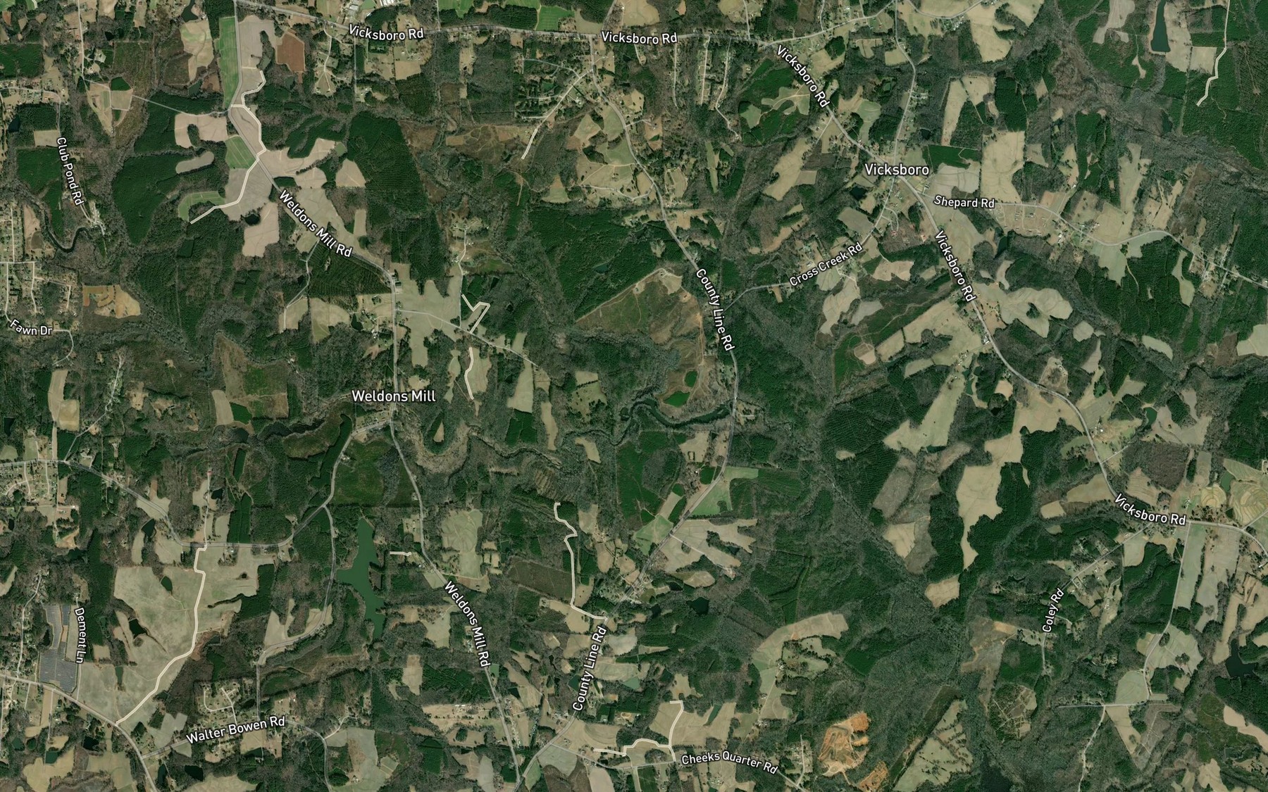 Satellite map of the Weaver Creek