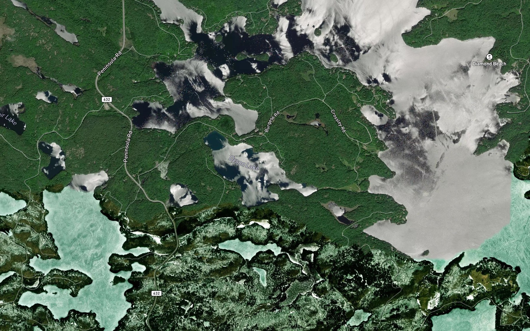 Satellite map of the Bass Bay
