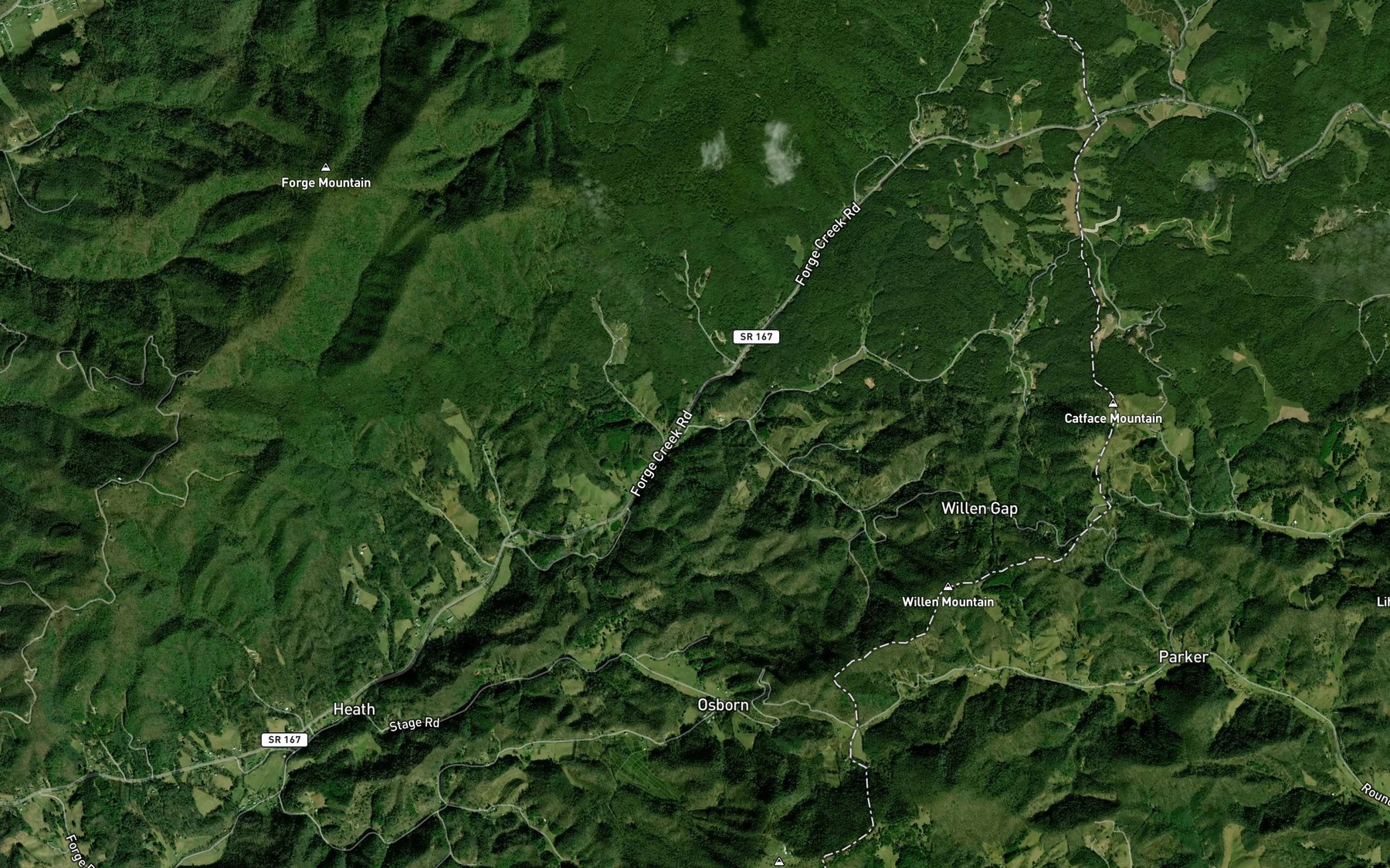 Satellite map of the Woodward Branch