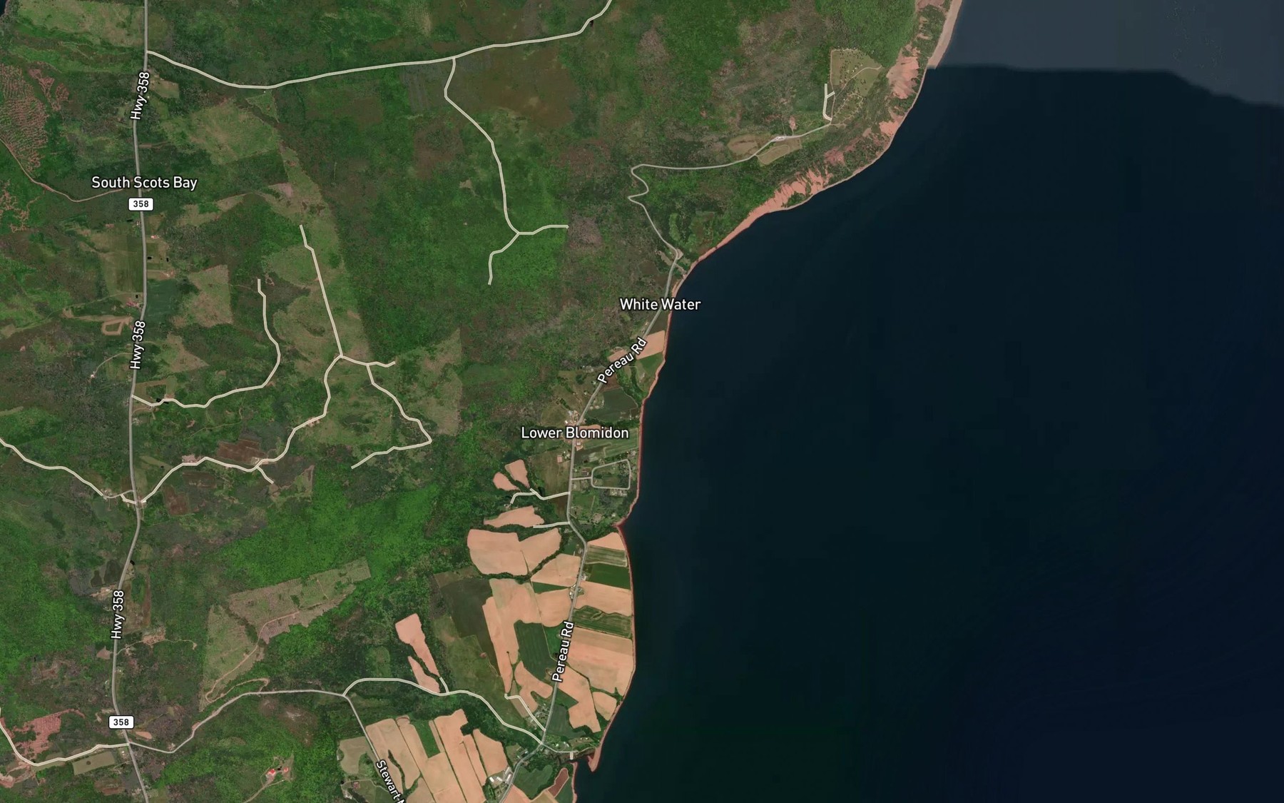 Satellite map of the Straddle Leg Brook