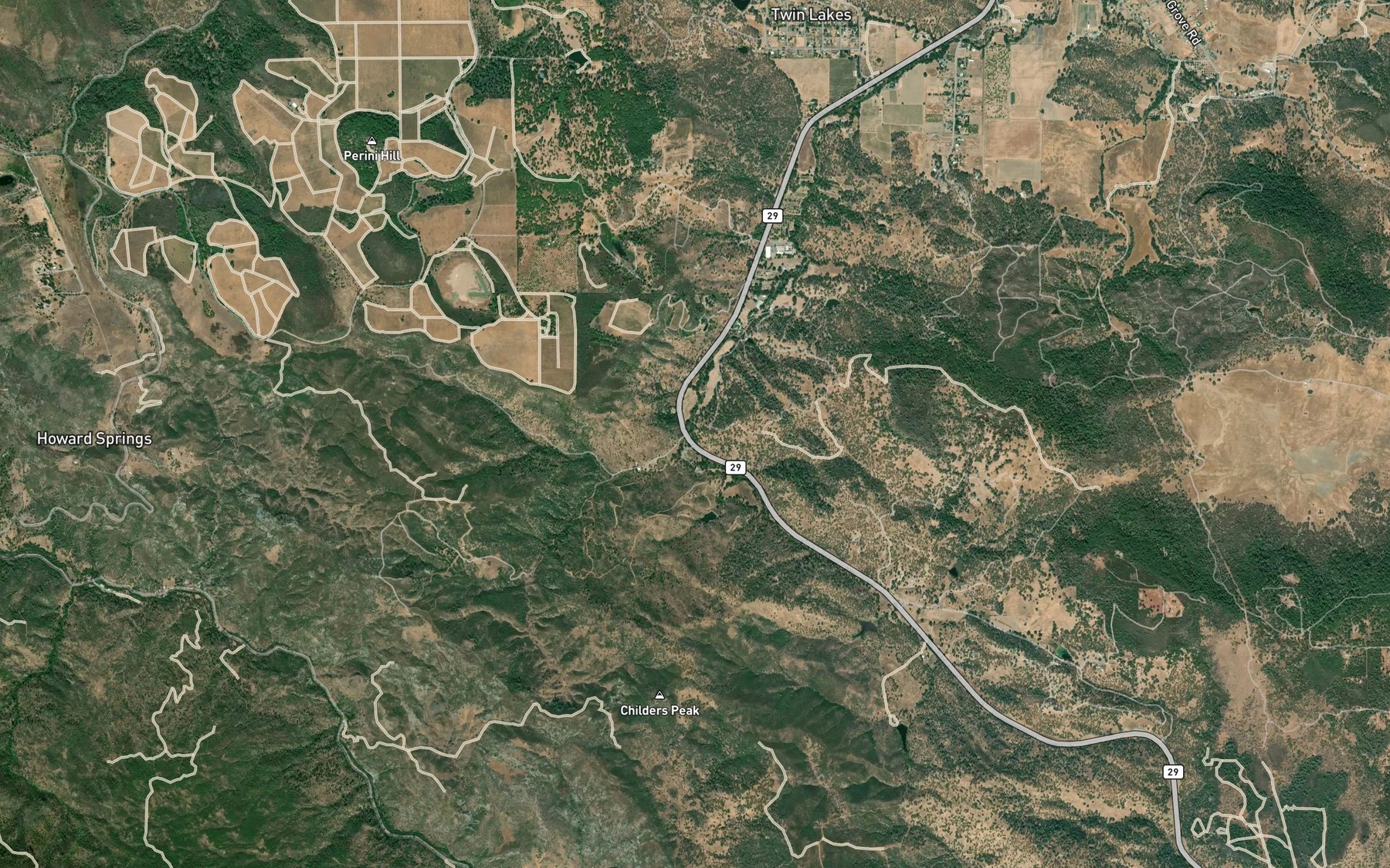 Satellite map of the Harris Creek