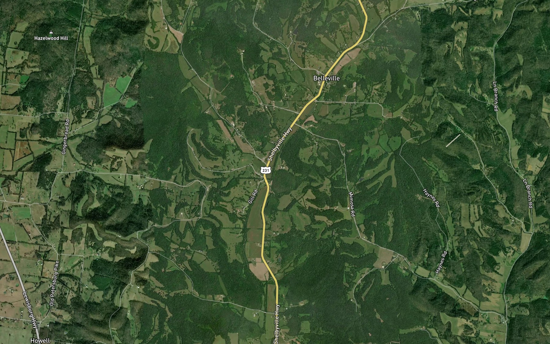 Satellite map of the Union Branch