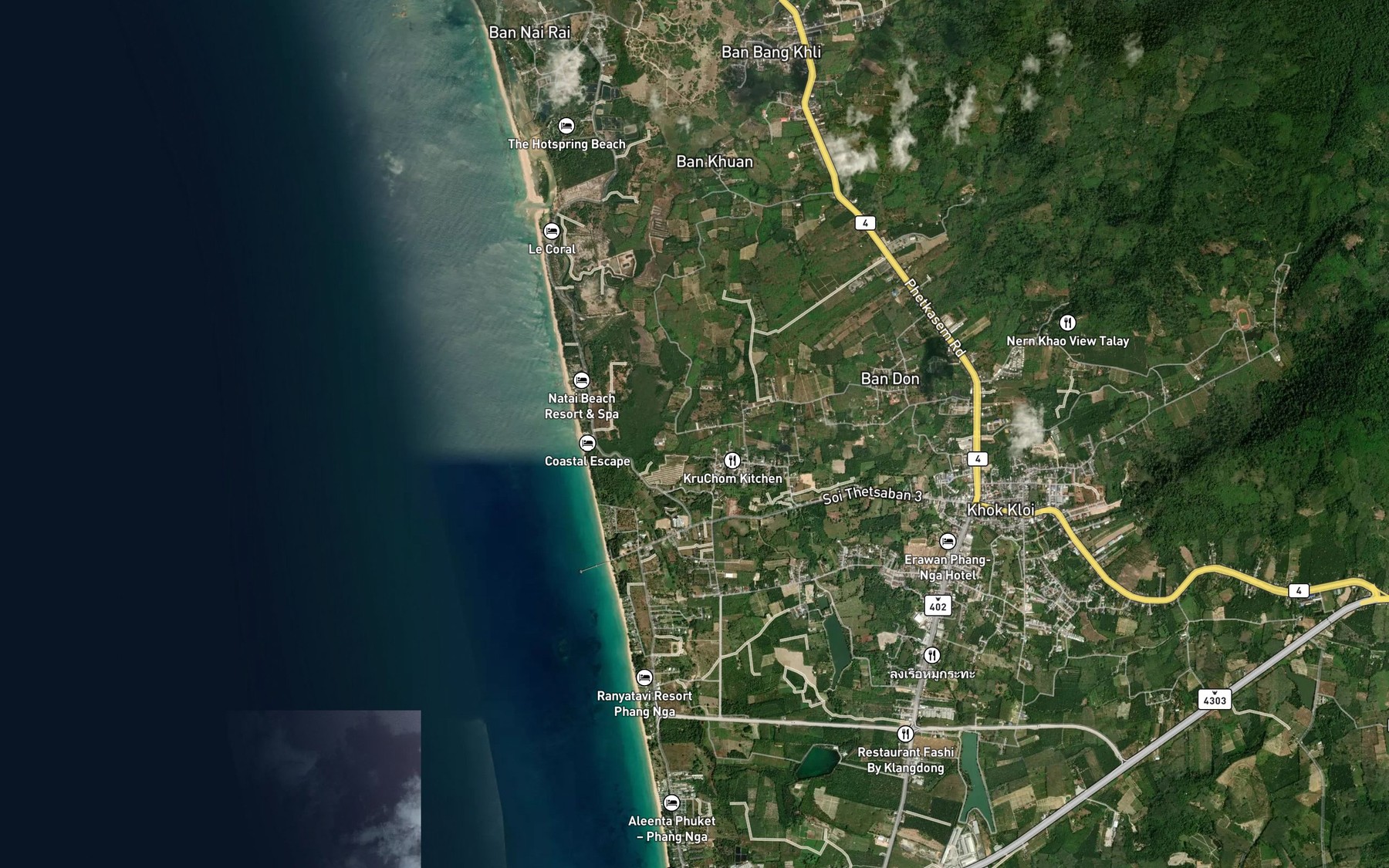 Satellite map of the Khlong Khok Kloi