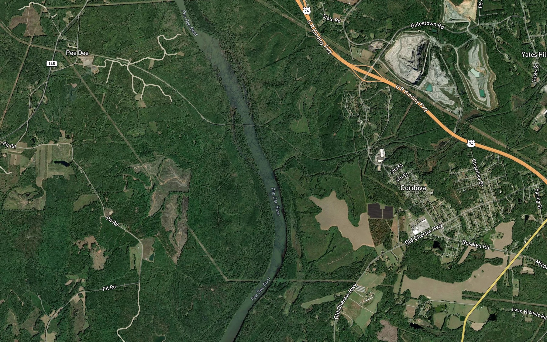 Satellite map of the Hitchcock Creek
