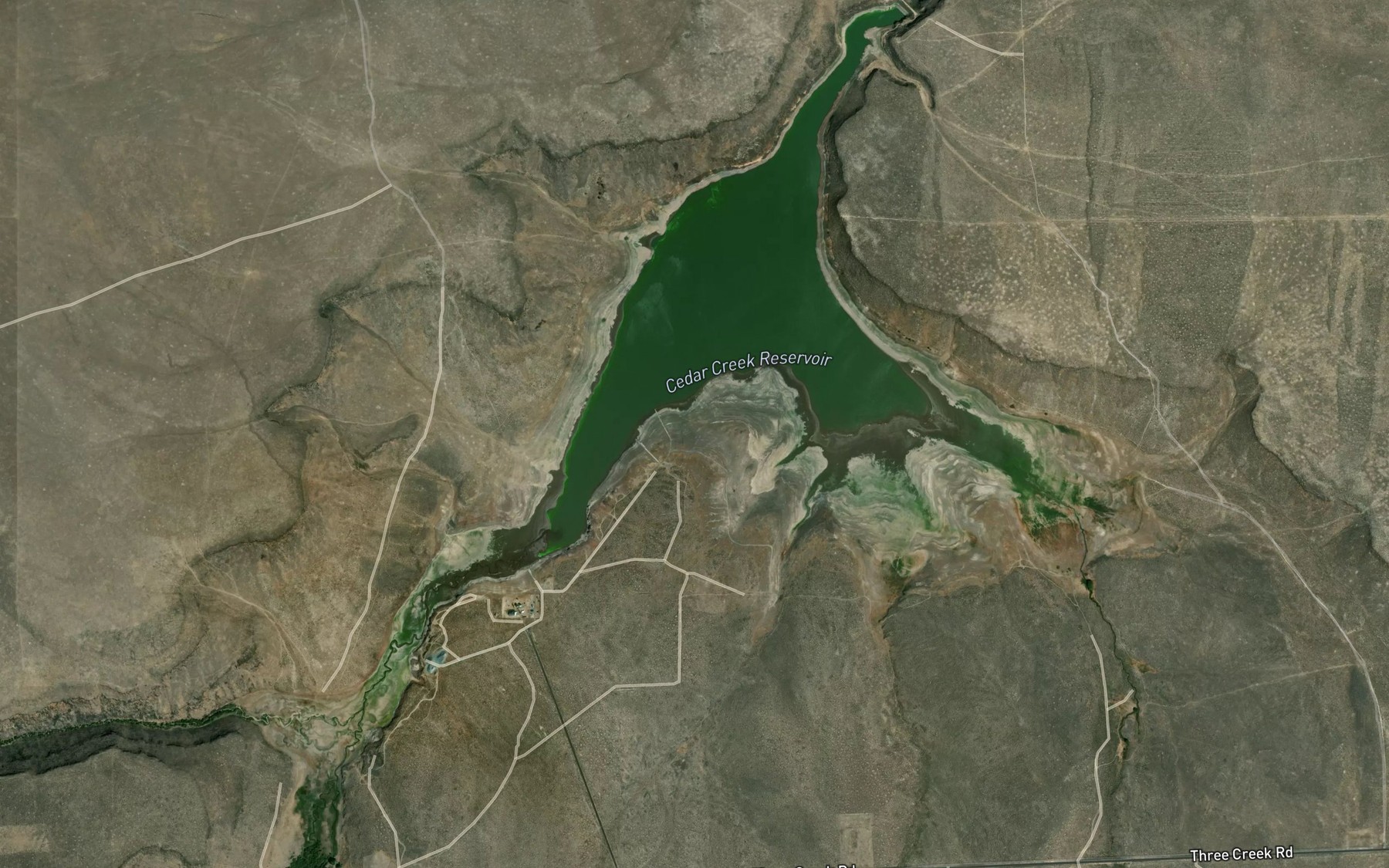 Satellite map of the Cedar Creek Reservoir
